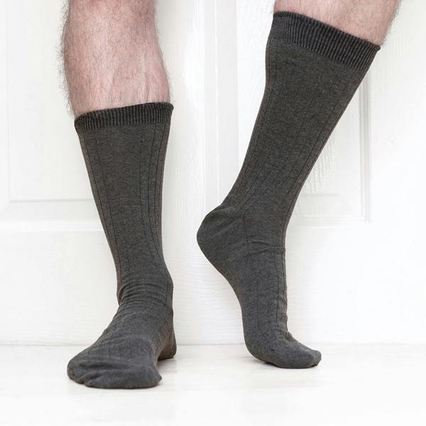 Jemsox 4 Pack - Premium Fine Ribbed Men’s Wedding & Formal Socks – Sleek Anthracite Grey