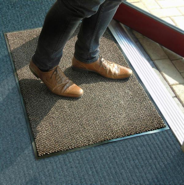 Ultralux Indoor Scraper Door Mat – Anti-Slip Vinyl Backed Dirt Trapper Entrance Mat – Brown – Multiple Sizes