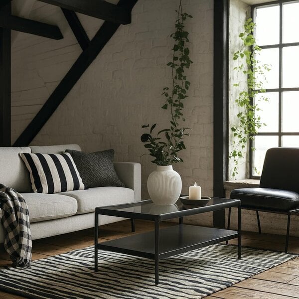 Wyld Haus Florianopolis Black Wood and Glass Top Coffee Table