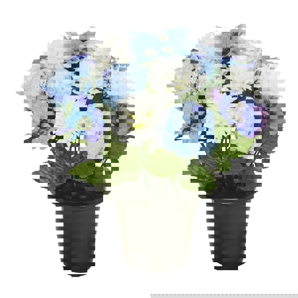 Memorials Direct Premium Artificial Grave Flowers – 25cm Blue Rose With Chrysanthemum & Pansy | Memorial Vase Pot