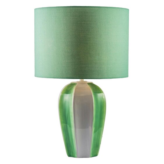 Happy Homewares Elegant Hand Painted Emerald Green Ceramic Gloss Table Lamp with Shade