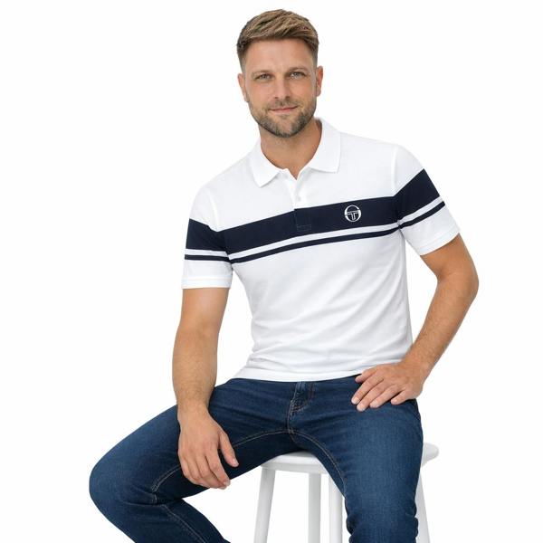 Sergio Tacchini Young Line Polo Shirt White/Maritime Blue