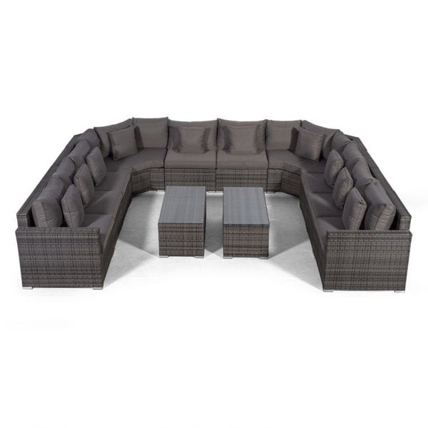Giardino Santorini U Shape Modular 10 Seat Rattan Sofa Set With 2 Large Coffee Tables