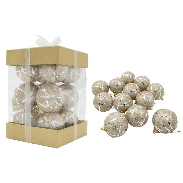 4cm Glittered Soft Foam Silver Christmas Baubles, 12 Pack Hanging Decorations image 1