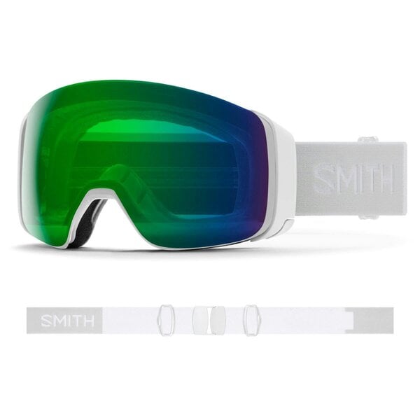 Smith Ski Goggles 4D Mag 0OZ XP White Vapor ChromaPop Everyday Green Mirror & CP Store Rose Flash
