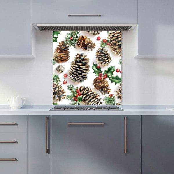 Warren Reed - Designer Holiday Pine Cones and Berries Kitchen Splashback