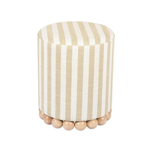 Furniture Edit Dex Beige Striped Linen Ottoman Footstool