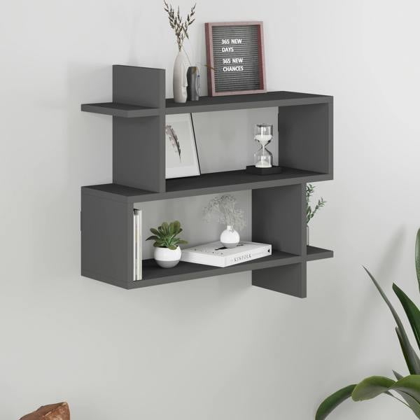 Decortie Paralel Wall Mounted Modern Bookcase Display Unit 2-Tier Sleek Design 70x22x66 cm