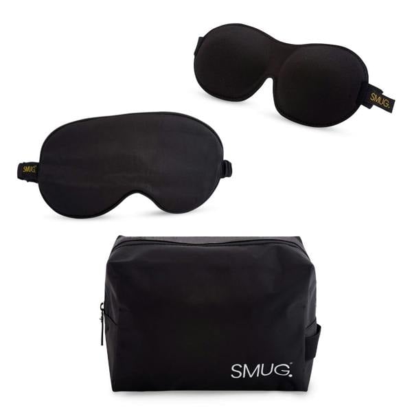 SMUG Contoured & Satin Sleep Mask Double Pack & Wash Bag Set- Various Prints