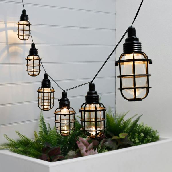 Gardenwize 10 LED Timeless Caged Lantern Solar String Lights Vintage Hanging Lights