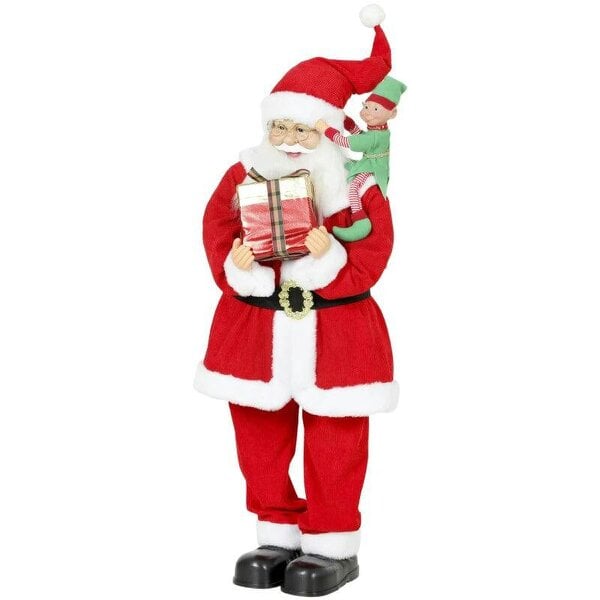 Bobobiy 4ft Singing Dancing Santa Claus, Standing Christmas Animated Santa Figure with Elf, Gift Box, Sound/Touch Activated