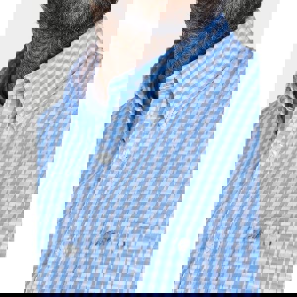 Raging Bull Mens Gingham Classic Long-Sleeved Shirt - Sky Blue - 