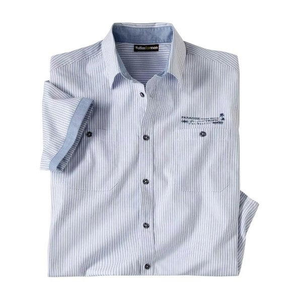 Atlas For Men Mens West Island Striped Shirt - Blue/White