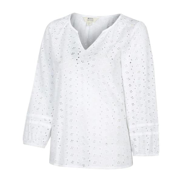 Mountain Warehouse Womens/Ladies Broderie Lightweight 3/4 Sleeve Casual Shirt - White - 