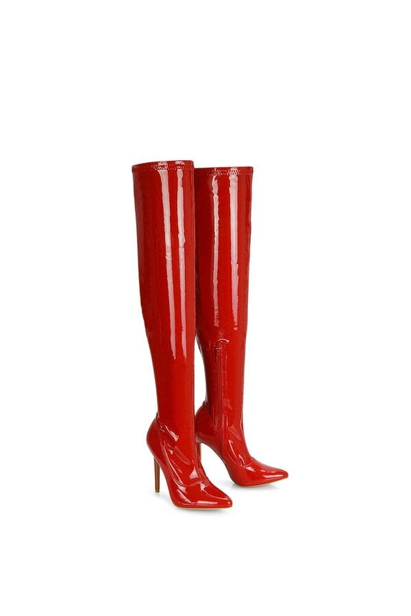 XY LONDON Over The Knee Thigh High Heeled Boots With Zip