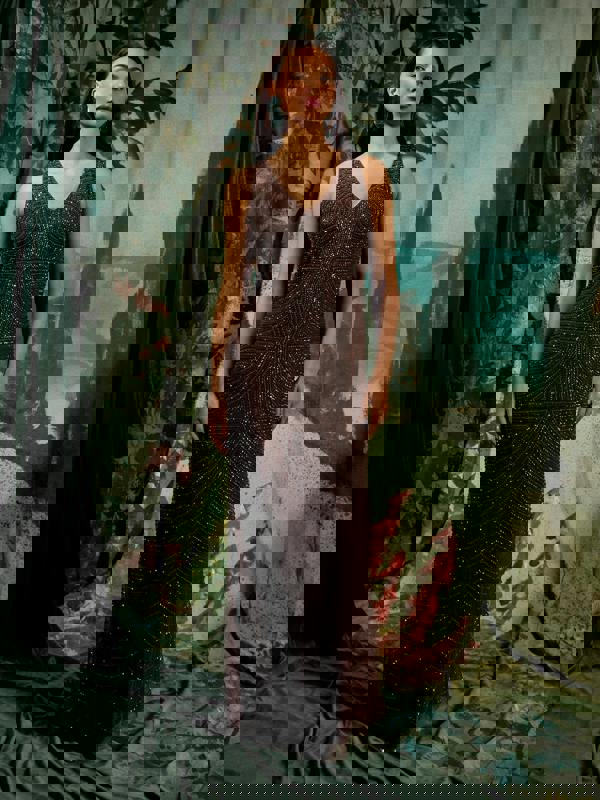 GWD Raine Embellished Sleeveless Brown Maxi Dress