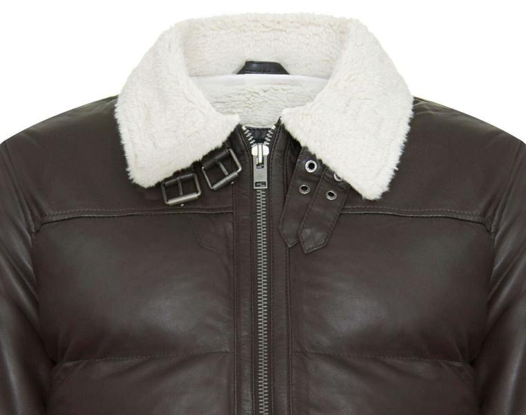Infinity Leather Men's Leather Quilted Biker Puffer Jacket - Brasília