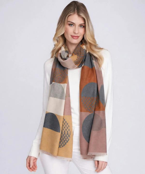 Pia Rossini Bonnie - Oversized Statement Print Scarf - Beige