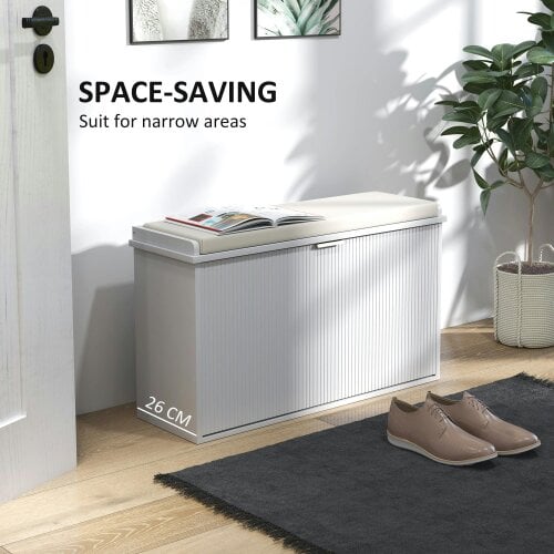 Wyld Haus Lidito Wooden White 8 Pair Shoe Bench With Cushioned Top