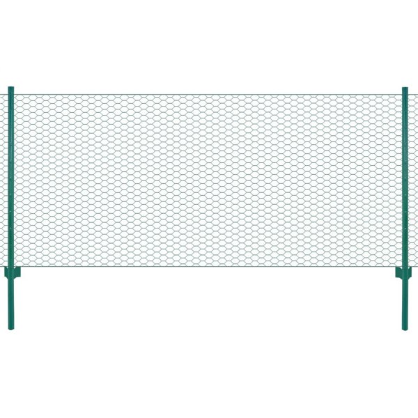 Berkfield Wire Mesh Fence with Posts Steel 25x0.75 m Green