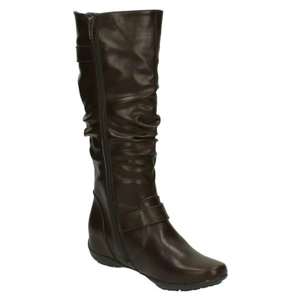 Down to Earth Ladies Down To Earth Flat High Leg Rouched Boots