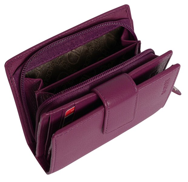 SADDLER EMILY Handmade Leather Mid-Size Wallet – RFID Protected | 10 Card Slots, Secure Tab Closure & Zipped Coin Pocket | Gift Boxed