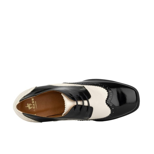 Embassy London Ziggy - Black & White - Women’s Patent Leather lace-up Brogue Heel
