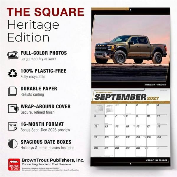 Ford F150 Trucks Calendar 2027, Wall Calendars, Month To View, Transport, Gift
