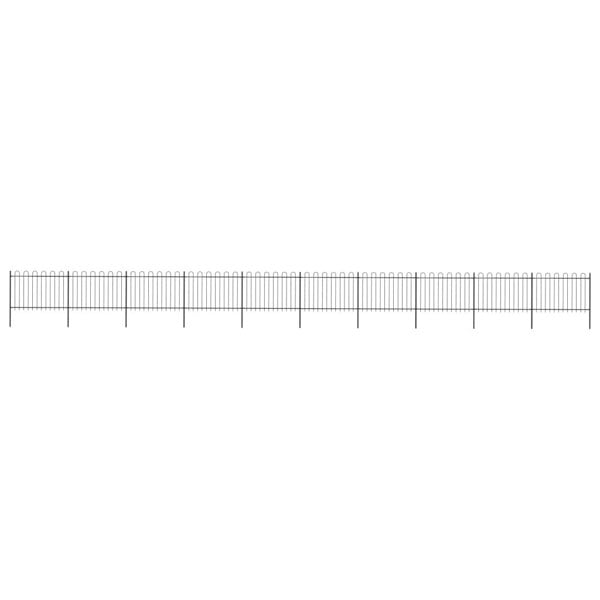 Berkfield Garden Fence with Hoop Top Steel 17x1.2 m Black