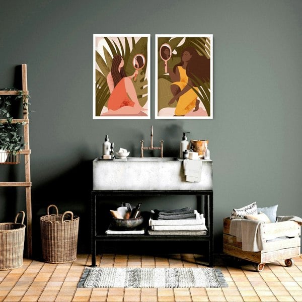 Bathroom wall decor | set of 2 Boho wall art prints