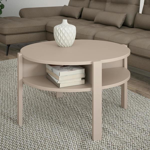 Furniture To Go Tobago Round Coffee Table with Open Shelf in Sand