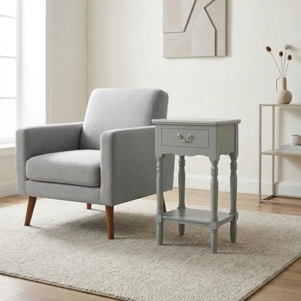 Garden Greatness Aqua Grey Marble Effect End Table