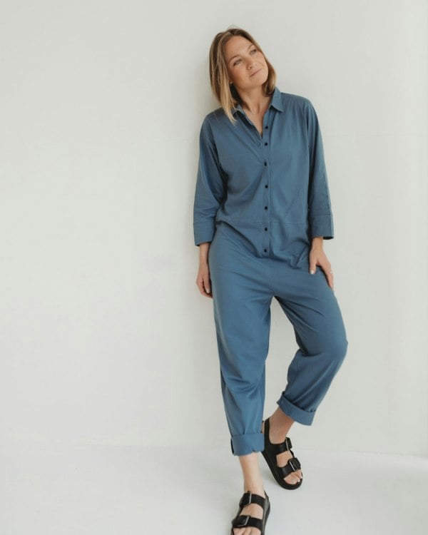 Shana Blue Collared Jumpsuit - image 3