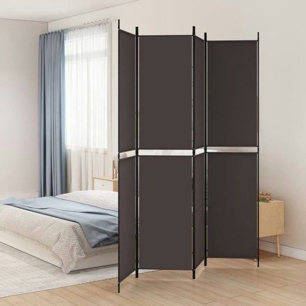 Berkfield 4-Panel Room Divider Brown 200x220 cm Fabric