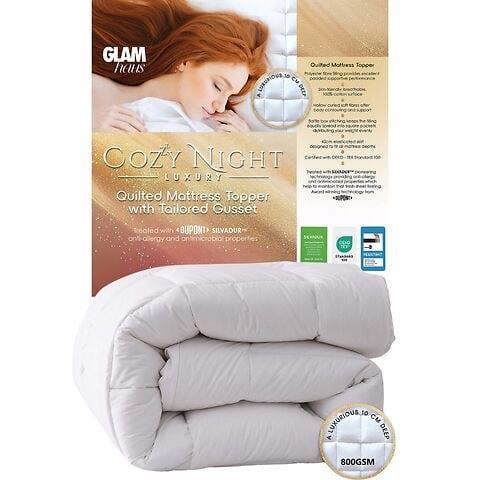 Glamhaus Luxury Mattress Topper Cushioned Cotton Bed Topper Anti Allergy