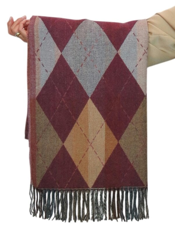 Paulo Due Wool Blend Reversible Argyle Pashmina Scarf