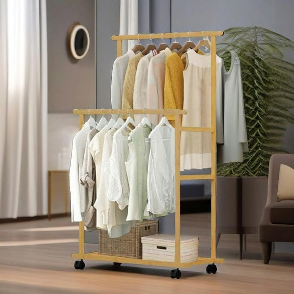 Rafaelo Mobilia Bamboo 4-in-1 Open Wardrobe With Hanging Rails