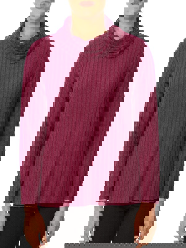 PennyPlain Cuff Detail Cowl Neck Top - Berry