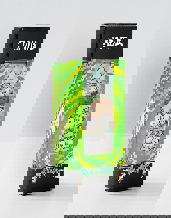 Rick And Morty Mens Green Multi Character Calf Socks Set of 5