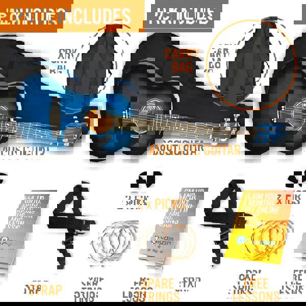 3rd Avenue Full Size Acoustic Guitar Pack Natural Acoustic Guitars#Colour_Blueburst