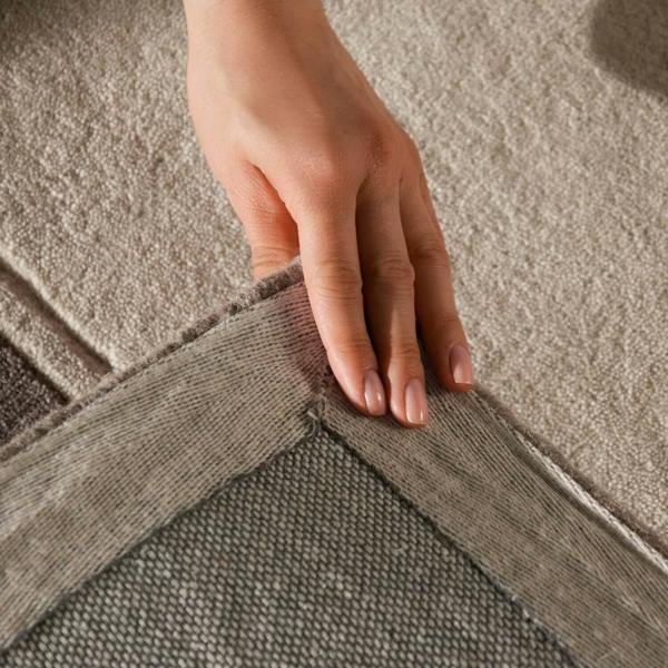 Pure wool rug, cream brown colours, soft durable pile, cotton backing, simple care, ideal for busy homes.