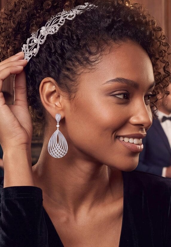 Latelita Vortex Teardrop Earrings Light Aquamarine Silver