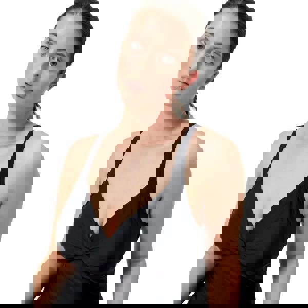 Black Speedo shaping cross knot swimsuit in satin camisole style