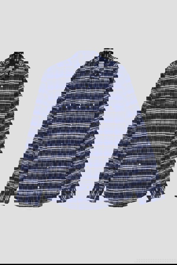 ENORSIA Mens Navy/White Signature Oxford Check Shacket