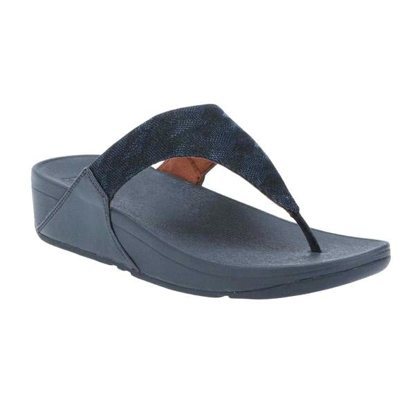 Fit Flop Womens/Ladies Lulu Glitz Toe Post Wedge Sandals - Navy - 