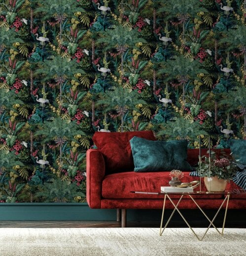 Love Frankie Flight of the Cranes Wallpaper - Charcoal