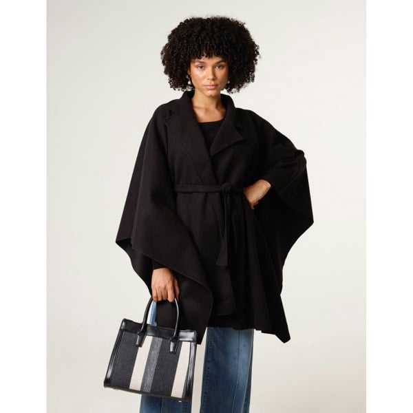 Blue Vanilla Belted Cape Coat