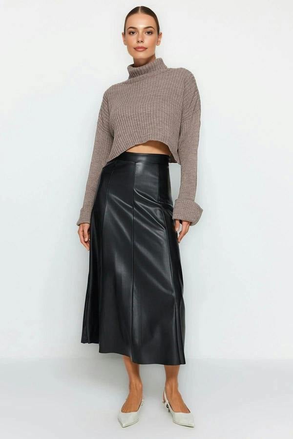 WOVCOR Faux Leather High Waist Maxi Skirt