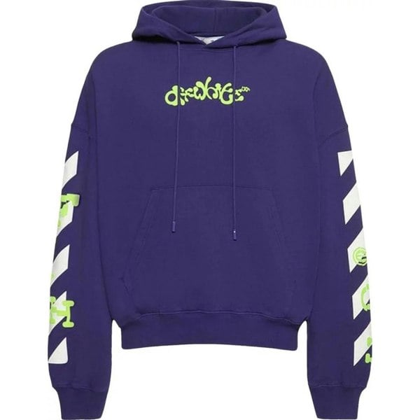 Off-White Off White Opposite Arrow Design Boxy Fit Oversized Hoodie - Purple