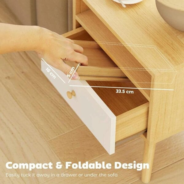 Bamboo Sofa Arm Tray, Foldable Anti-Slip Armrest Tray for Drinks and Snacks, Natural Wood Finish